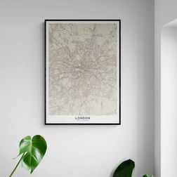 Akustik billede London kort 80x114 cm