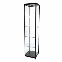 Glasvitrine Allum. m/lys og 4 hylder