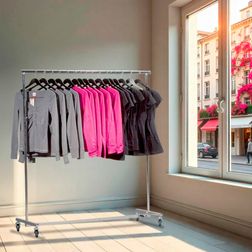 Tøjstativ 600 m. klap sammen funktion, blank