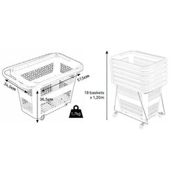 Indkøbskurv på hjul 32 liter, rød