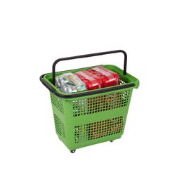 Indkøbskurv på hjul 54 liter, grøn