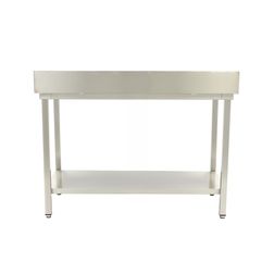 Stålbord m/ hylde og bagkant 70x140
