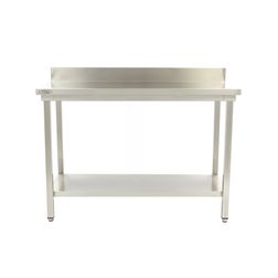 Stålbord m/ hylde og bagkant 70x140