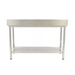 Stålbord m/ hylde og bagkant 70x160