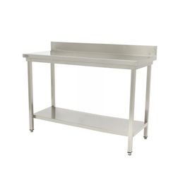 Stålbord m/ hylde og bagkant 70x160