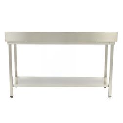 Stålbord m/ hylde og bagkant 70x180