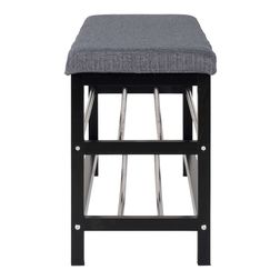 Bænk Aksel, sort stel og grå hynde