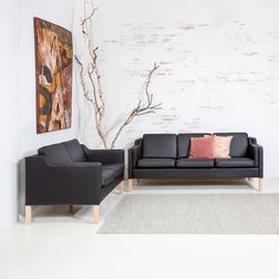 2 pers. sofa Liverpool, Læder sort 