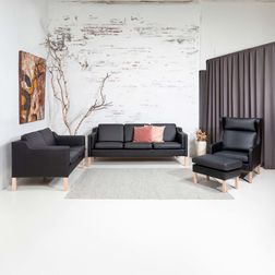 3 pers. Sofa Liverpool, Læder  sort