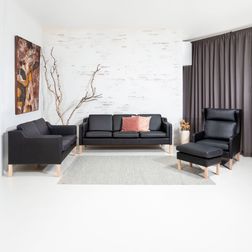 3 pers. sofa Liverpool Lux, Dolaro Læder, sort