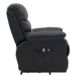 Løftestol m. massage, Visby i sort okselæder