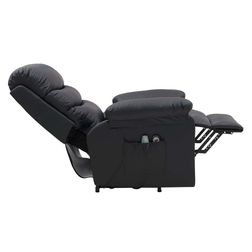 Løftestol m. massage, Visby i sort okselæder