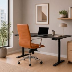 Kontorstol Prestige høj ryg, cognac brun