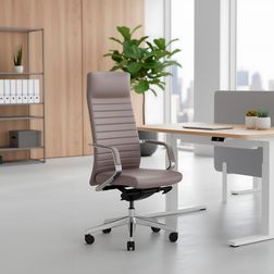 Kontorstol Excellence læder grå/taupe