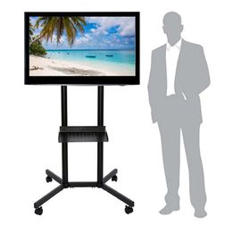 TV stativ med hjul, Slimline, sort