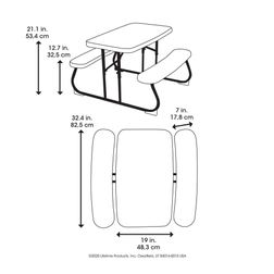 Bord bænkesæt Børn, sammenklappeligt 4 pers, hvid