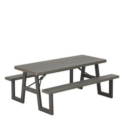 Bord bænkesæt, sammenklappeligt 6 pers, brun