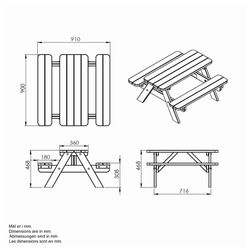 Tiny bord/bænkesæt til børn 90 cm, træ