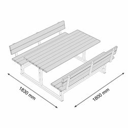 Bordbænkesæt Model 900 180 cm sort