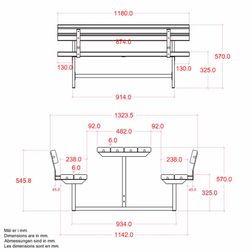 Basic Junior bord/bænkesæt 118 cm, sort