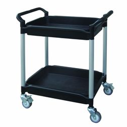 Rullebord i plast, 2 dybe hylder, sort 49x87x99h cm.