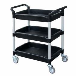 Rullebord i plast 3 dybe hylder, 49x87x105h cm.