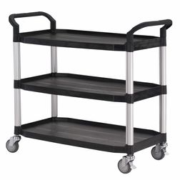 Rullebord i plast 3 hylder, 52x110x102h cm. Alu søjler