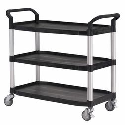 Rullebord i plast 3 hylder, 52x110x102h cm. Alu søjler