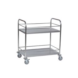 Rullebord 2 hylder, sarg. Rustfri