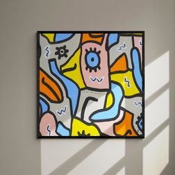 Akustik billede Be F*cking Happy 60x60 cm