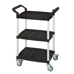 Lille rullebord i plast 3 hylder, sort 37x65,5x90h cm.