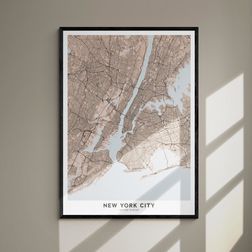 Akustik billede New York kort 80x114 cm
