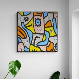 Akustik billede Be F*cking Happy 60x60 cm