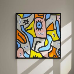 Akustik billede Be F*cking Happy 120x120 cm