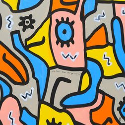 Akustik billede Be F*cking Happy 120x120 cm