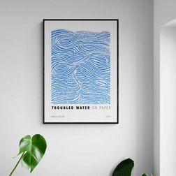 Akustik billede Troubled Water Blue 80x112 cm