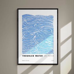 Akustik billede Troubled Water Blue 57x80 cm