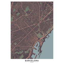 Akustik billede Barcelona kort 56x80 cm