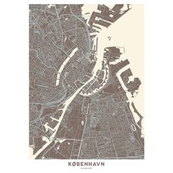 Akustik billede København kort 80x114 cm