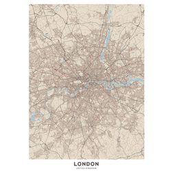 Akustik billede London kort 56x80 cm