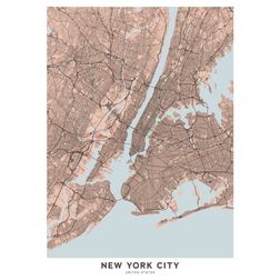 Akustik billede New York kort 56x80 cm