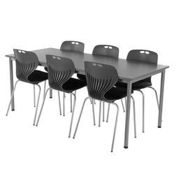 Oporto Base 80x180 bord m. 6 stole med polster