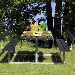 Bord bænkesæt Rustik Sort m. ryglæn