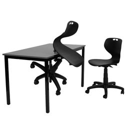 Skolebord 70x130 cm med 2 Togo stole mørkegrå