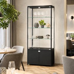 Glasvitrine Diamond 8SL, med skab og lys
