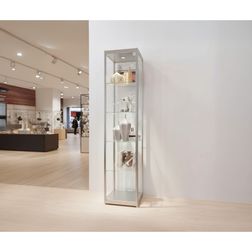 Glasvitrine Diamond 4L, m. lys og lås,  grå