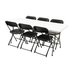 Klapbord med 6 Samson stole