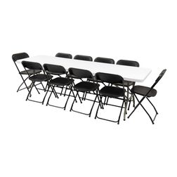Klapbord med 10 Samson stole