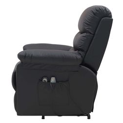 Løftestol m. massage, Visby i sort okselæder