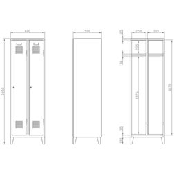 Omklædningsskab UniCabin 2 rum, Mørkegrå
